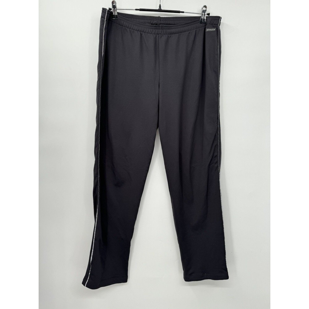 Athleta L Track Pants Mens‎ Black Reflective Side Stripe Ankle Zip Activewear